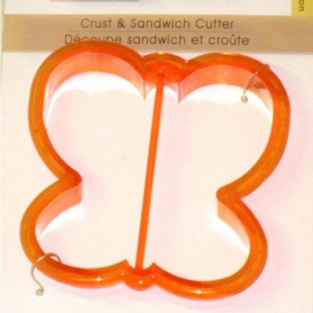 Plastic Sandwich Crust Cutter Orange Butterfly Shape New